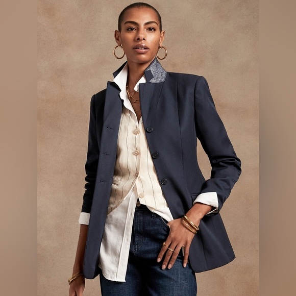 NWT! Banana Republic Olive Green Riding Jacket Blazer - Size 12 - Picture 2 of 3